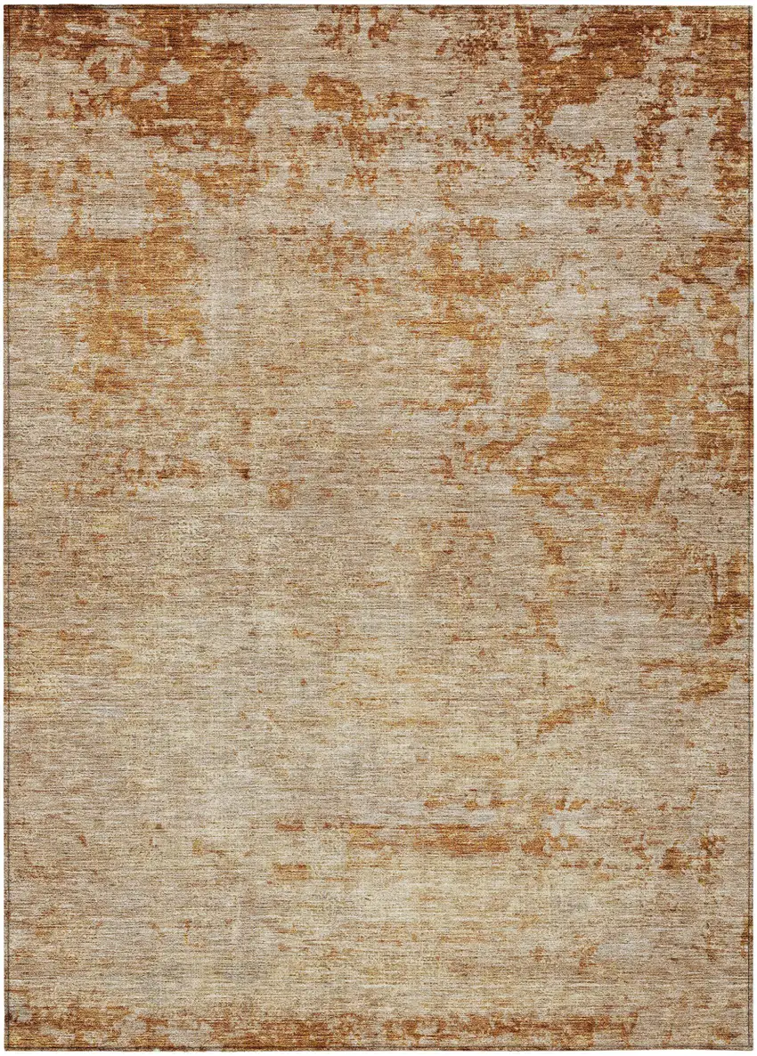 Copper And Terra Cotta Abstract Washable Indoor Outdoor Area Rug Photo 2