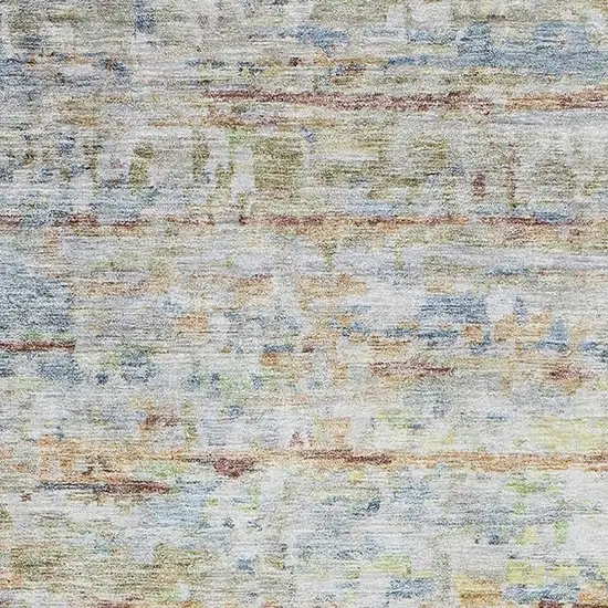 Copper Beige And Blue Striped Washable Area Rug With UV Protection Photo 3