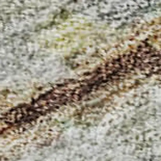 Copper Beige And Blue Striped Washable Area Rug With UV Protection Photo 2