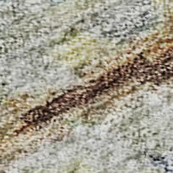 Copper Beige And Blue Striped Washable Area Rug With UV Protection Photo 3