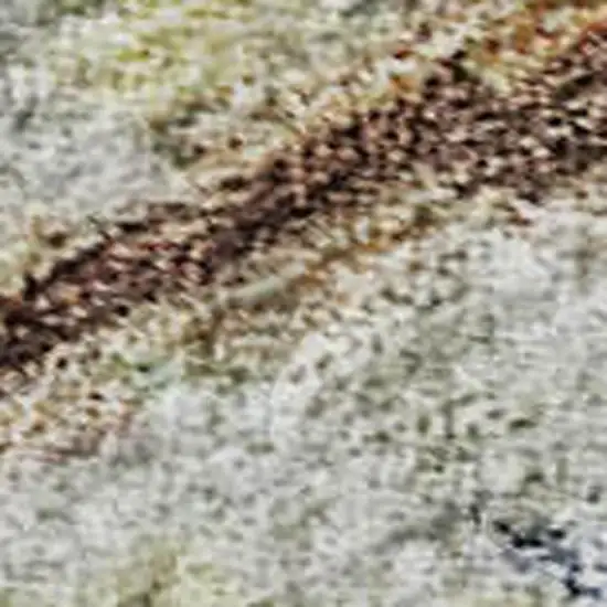 Copper Beige And Blue Striped Washable Area Rug With UV Protection Photo 2