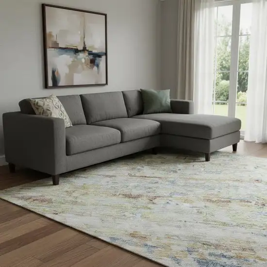 Copper Beige And Blue Striped Washable Area Rug With UV Protection Photo 2