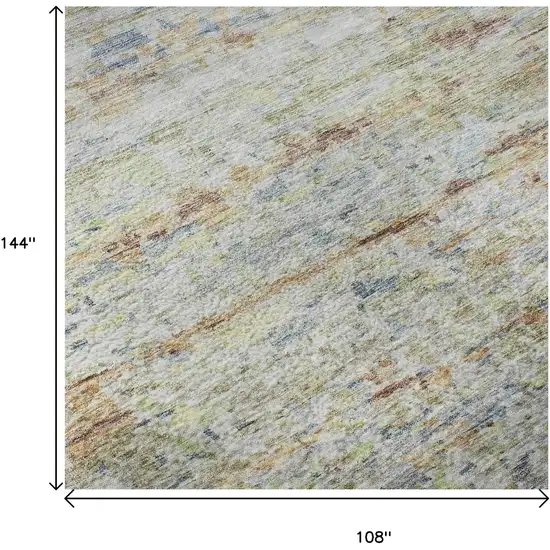 Copper Beige And Blue Striped Washable Area Rug With UV Protection Photo 9