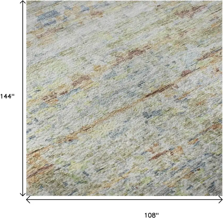 Copper Beige And Blue Striped Washable Area Rug With UV Protection Photo 9