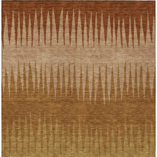 Copper Beige And Brown Striped Washable Indoor Outdoor Area Rug Photo 6