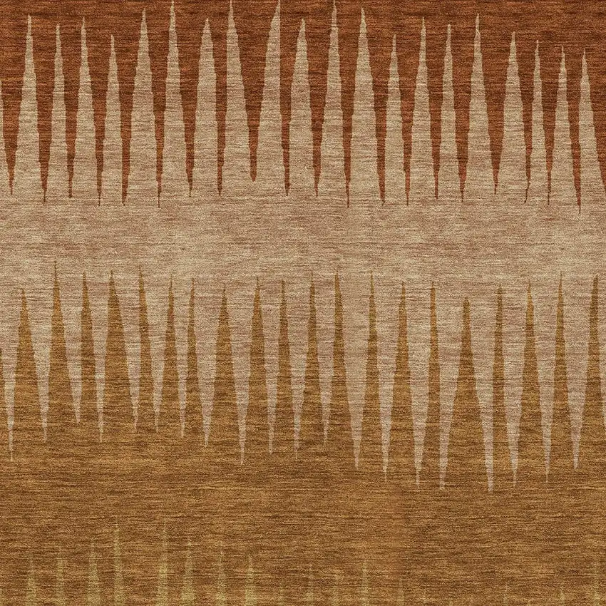 Copper Beige And Brown Striped Washable Indoor Outdoor Area Rug Photo 6