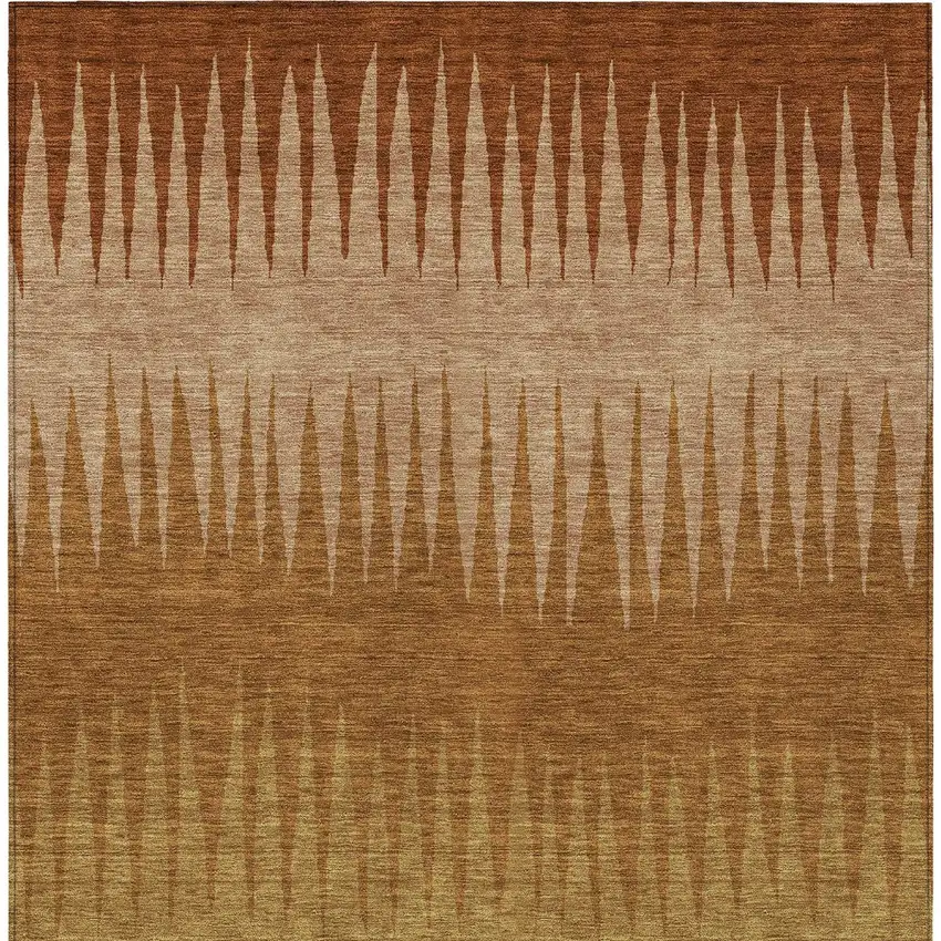 Copper Beige And Brown Striped Washable Indoor Outdoor Area Rug Photo 7