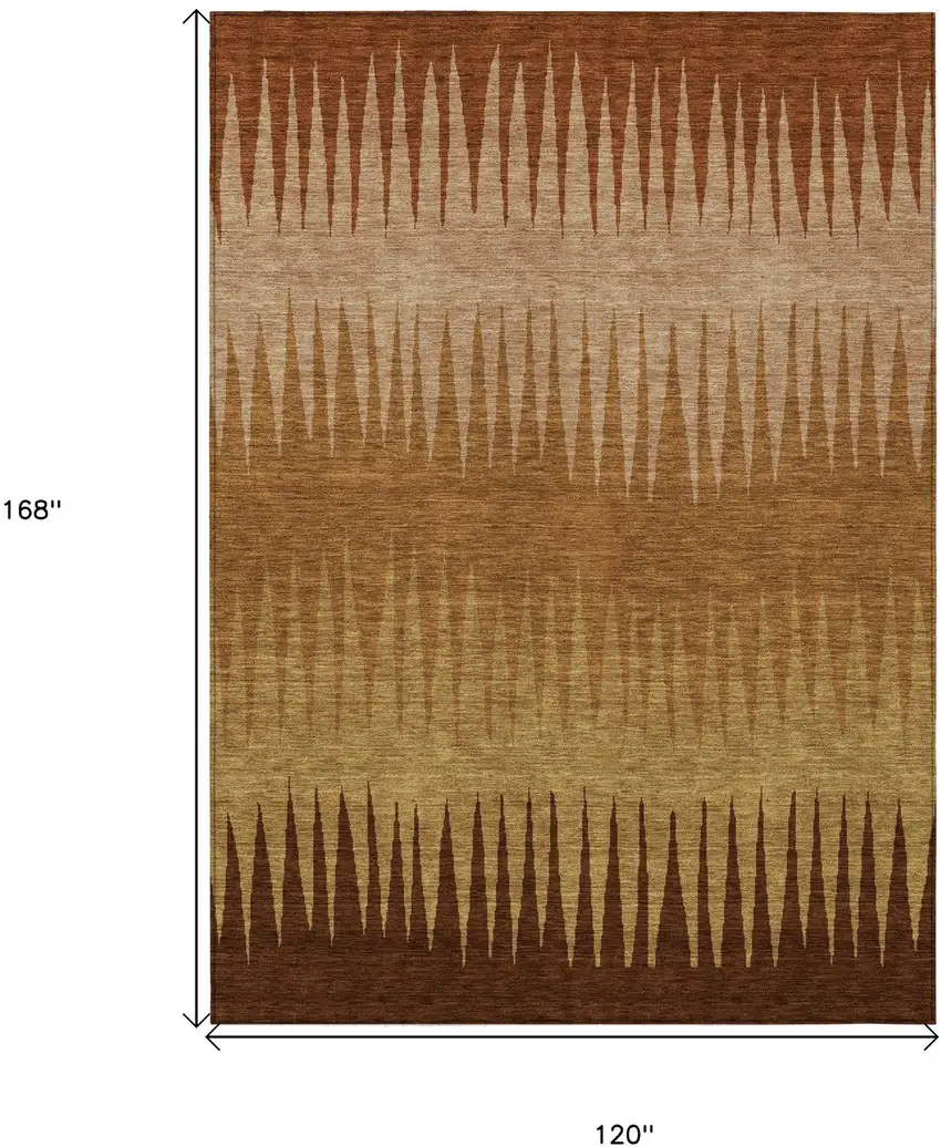 Copper Beige And Brown Striped Washable Indoor Outdoor Area Rug Photo 3