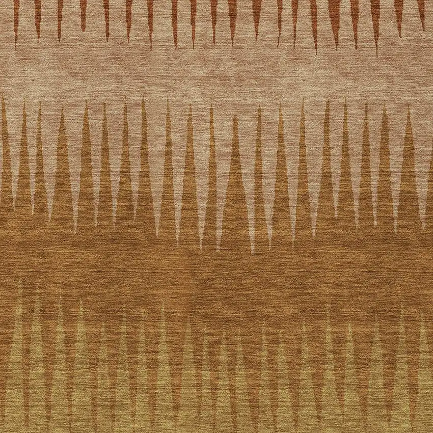 Copper Beige And Brown Striped Washable Indoor Outdoor Area Rug Photo 6