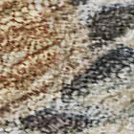 Copper Beige And Denim Blue Floral Washable Area Rug With UV Protection Photo 2