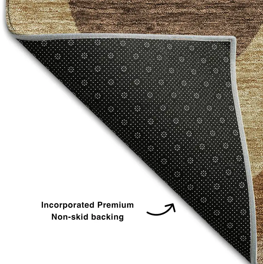 Copper Beige And Gold Ogee Washable Area Rug With UV Protection Photo 5