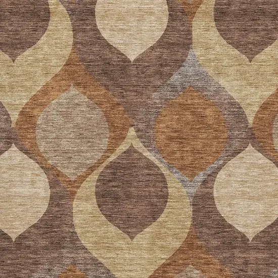 Copper Beige And Gold Ogee Washable Area Rug With UV Protection Photo 3