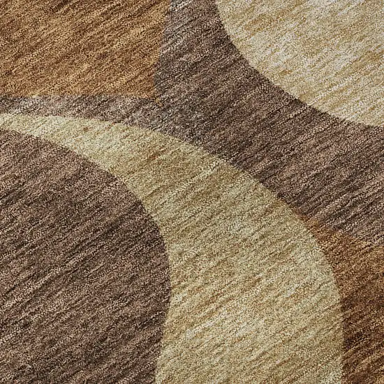 Copper Beige And Gold Ogee Washable Area Rug With UV Protection Photo 9