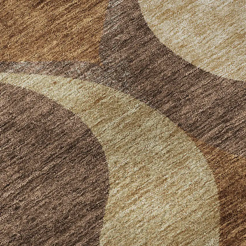 Copper Beige And Gold Ogee Washable Area Rug With UV Protection Photo 9