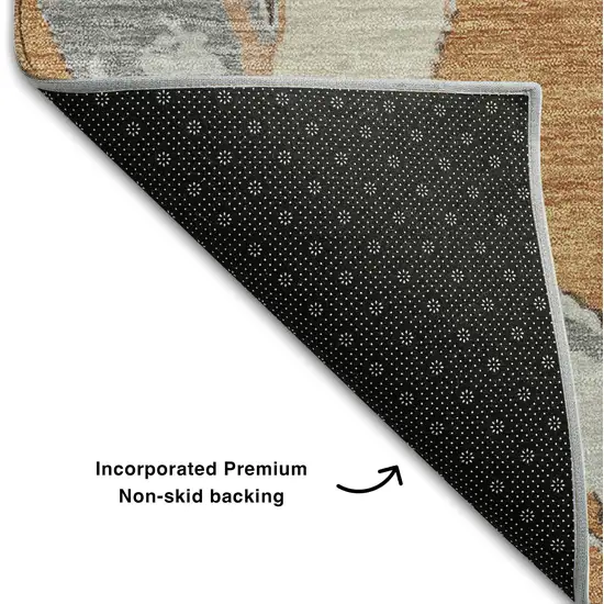 Copper Beige And Gray Abstract Washable Area Rug With UV Protection Photo 6