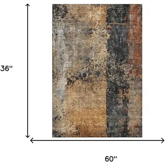 Copper Beige And Gray Abstract Washable Area Rug With UV Protection Photo 3