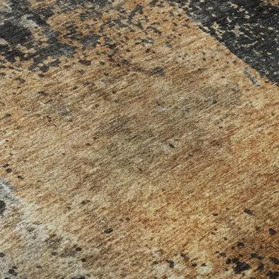 Copper Beige And Gray Abstract Washable Area Rug With UV Protection Photo 7