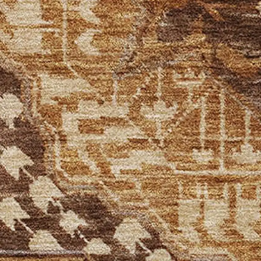 Copper Beige And Gray Diamond Washable Area Rug With UV Protection Photo 3