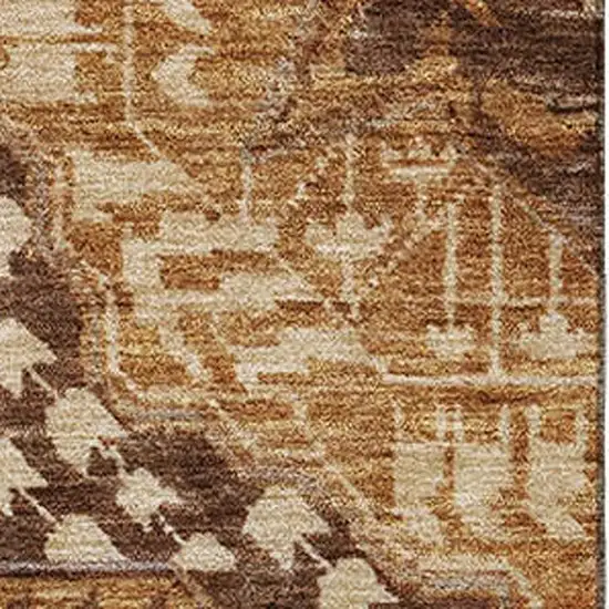 Copper Beige And Gray Diamond Washable Area Rug With UV Protection Photo 3