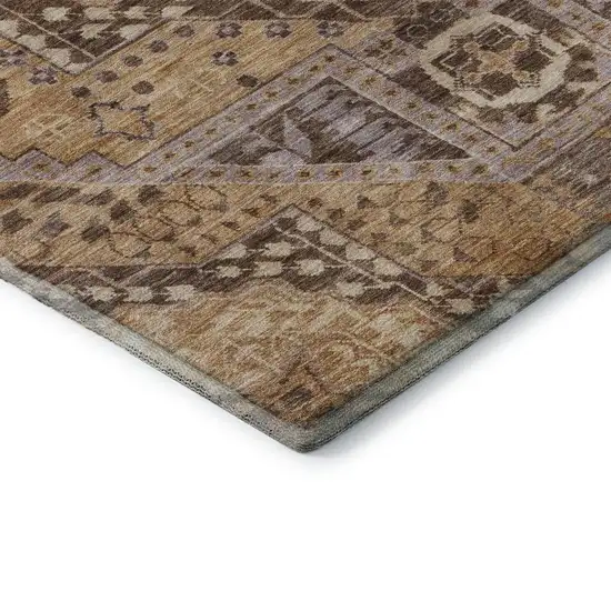 Copper Beige And Gray Diamond Washable Area Rug With UV Protection Photo 8