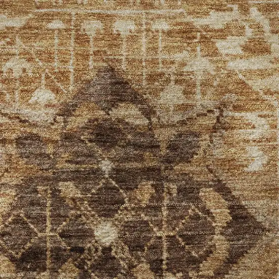 Copper Beige And Gray Diamond Washable Area Rug With UV Protection Photo 8