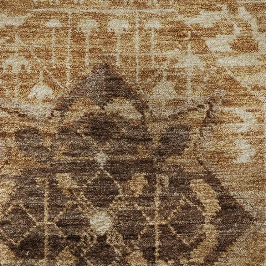 Copper Beige And Gray Diamond Washable Area Rug With UV Protection Photo 8