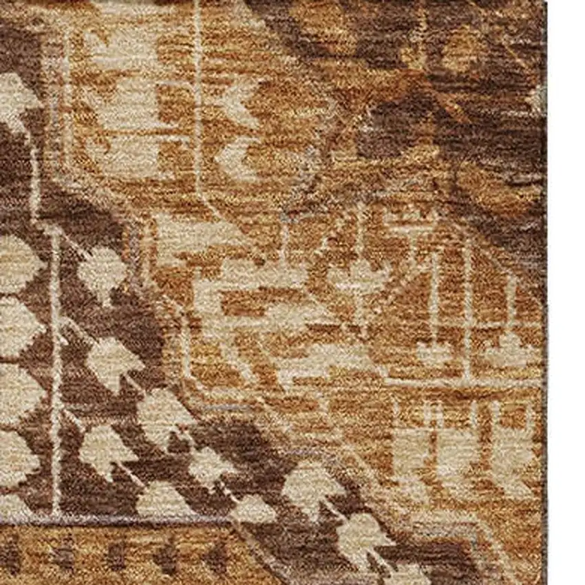 Copper Beige And Gray Diamond Washable Area Rug With UV Protection Photo 4