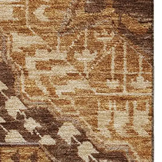 Copper Beige And Gray Diamond Washable Area Rug With UV Protection Photo 3