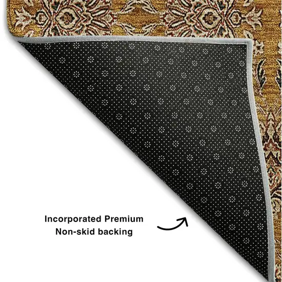 Copper Beige And Gray Floral Washable Area Rug With UV Protection Photo 6