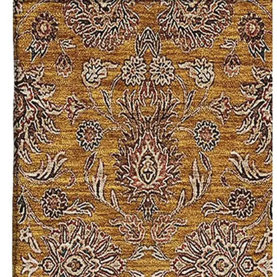 Copper Beige And Gray Floral Washable Area Rug With UV Protection Photo 2