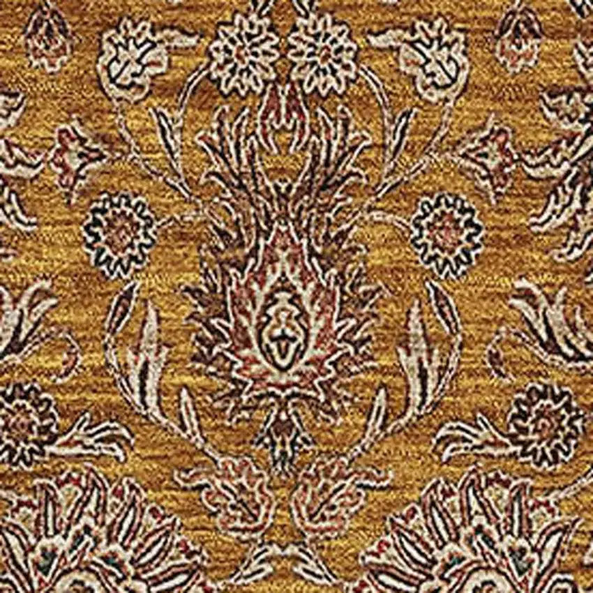 Copper Beige And Gray Floral Washable Area Rug With UV Protection Photo 2