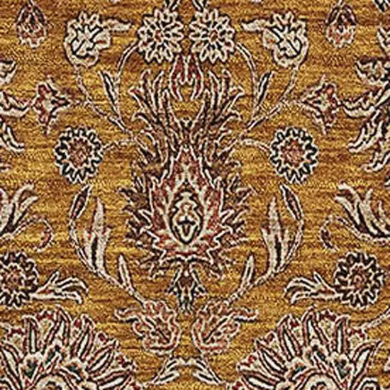 Copper Beige And Gray Floral Washable Area Rug With UV Protection Photo 2