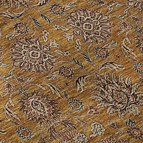 Copper Beige And Gray Floral Washable Area Rug With UV Protection Photo 9
