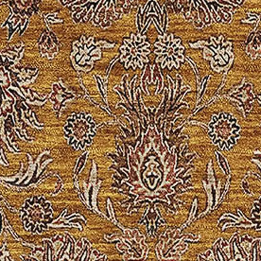 Copper Beige And Gray Floral Washable Area Rug With UV Protection Photo 2