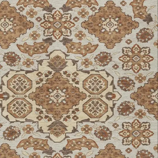 Copper Beige And Gray Medallion Washable Indoor Outdoor Area Rug Photo 4