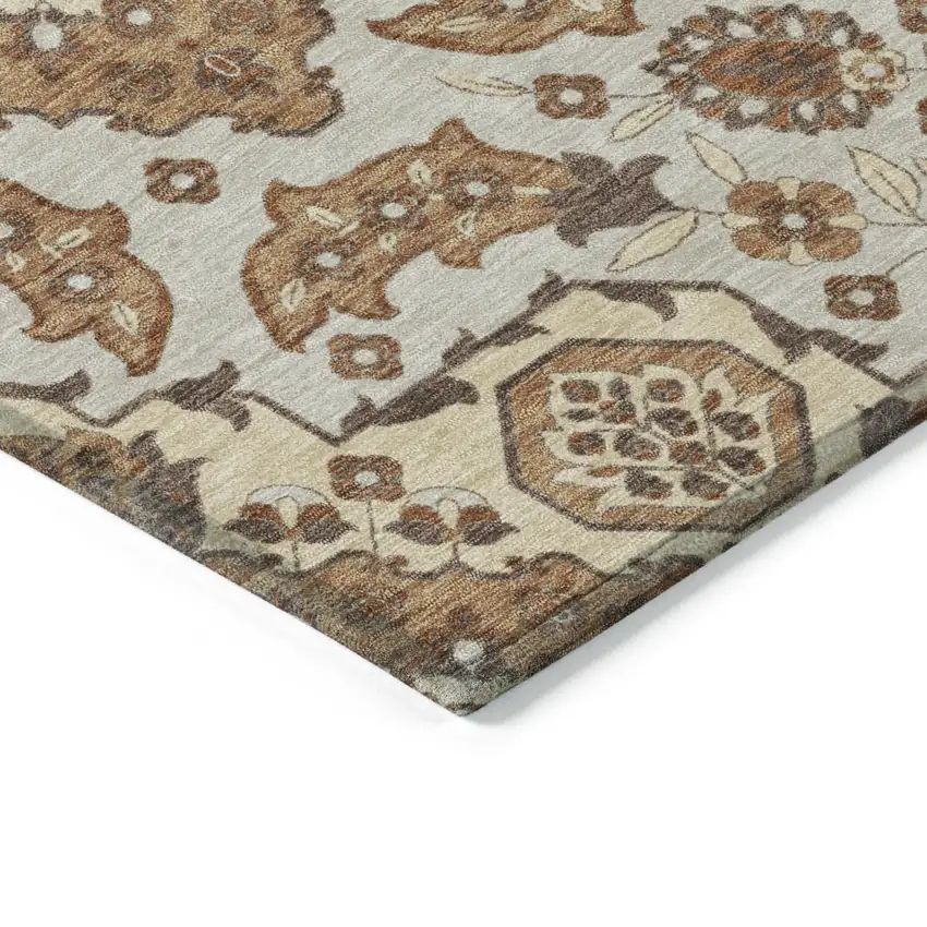 Copper Beige And Gray Medallion Washable Indoor Outdoor Area Rug Photo 9