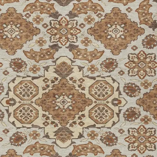 Copper Beige And Gray Medallion Washable Indoor Outdoor Area Rug Photo 4