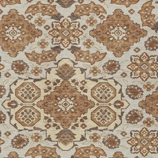 Copper Beige And Gray Medallion Washable Indoor Outdoor Area Rug Photo 4