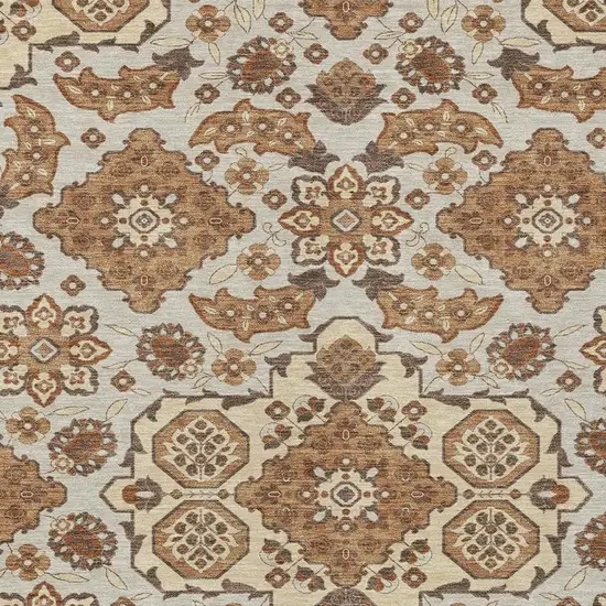 Copper Beige And Gray Medallion Washable Indoor Outdoor Area Rug Photo 4