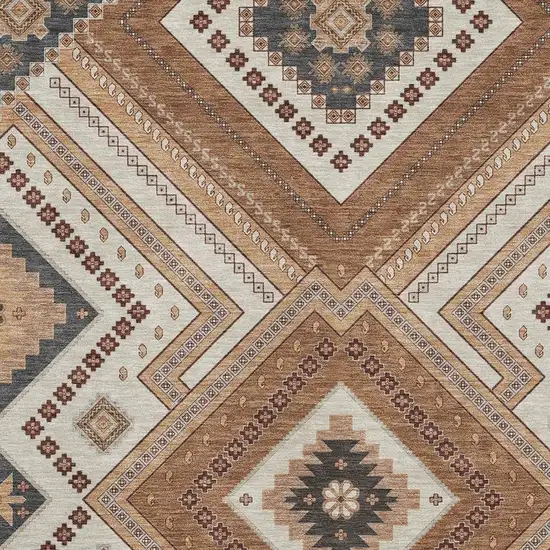 Copper Beige And Gray Tribal Washable Area Rug With UV Protection Photo 2