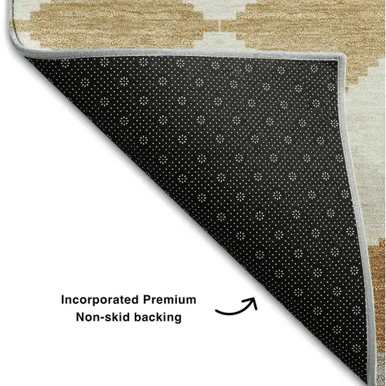 Copper Beige And Ivory Geometric Washable Area Rug With UV Protection Photo 5