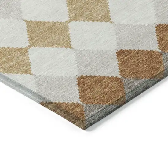 Copper Beige And Ivory Geometric Washable Indoor Outdoor Area Rug Photo 4
