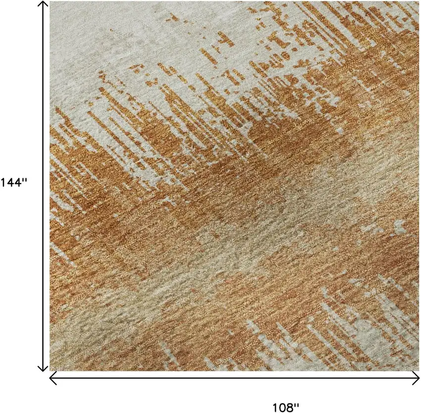 Copper Beige And Ivory Striped Washable Area Rug With UV Protection Photo 9