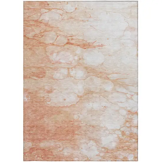 Copper Beige And Silver Abstract Washable Indoor Outdoor Area Rug Photo 4