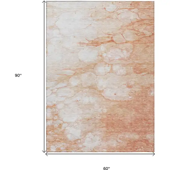 Copper Beige And Silver Abstract Washable Indoor Outdoor Area Rug Photo 9