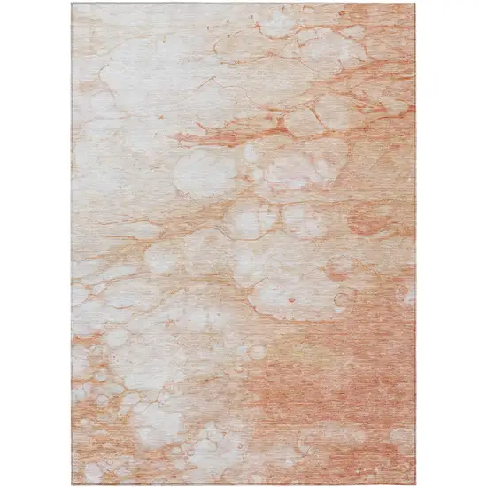 Copper Beige And Silver Abstract Washable Indoor Outdoor Area Rug Photo 1
