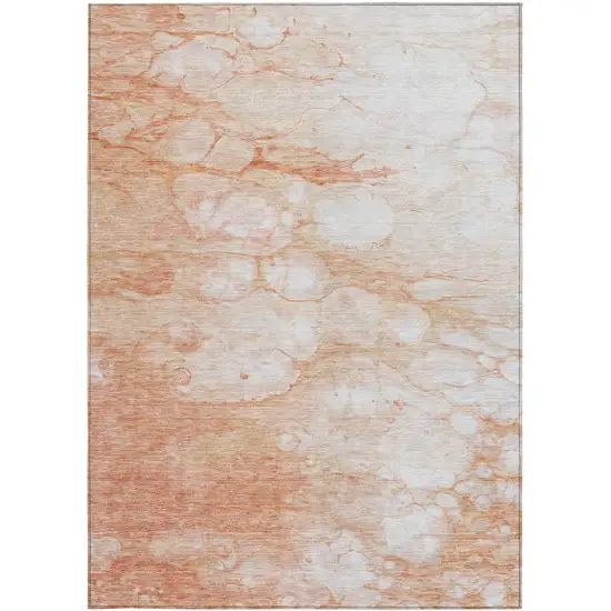 Copper Beige And Silver Abstract Washable Indoor Outdoor Area Rug Photo 4