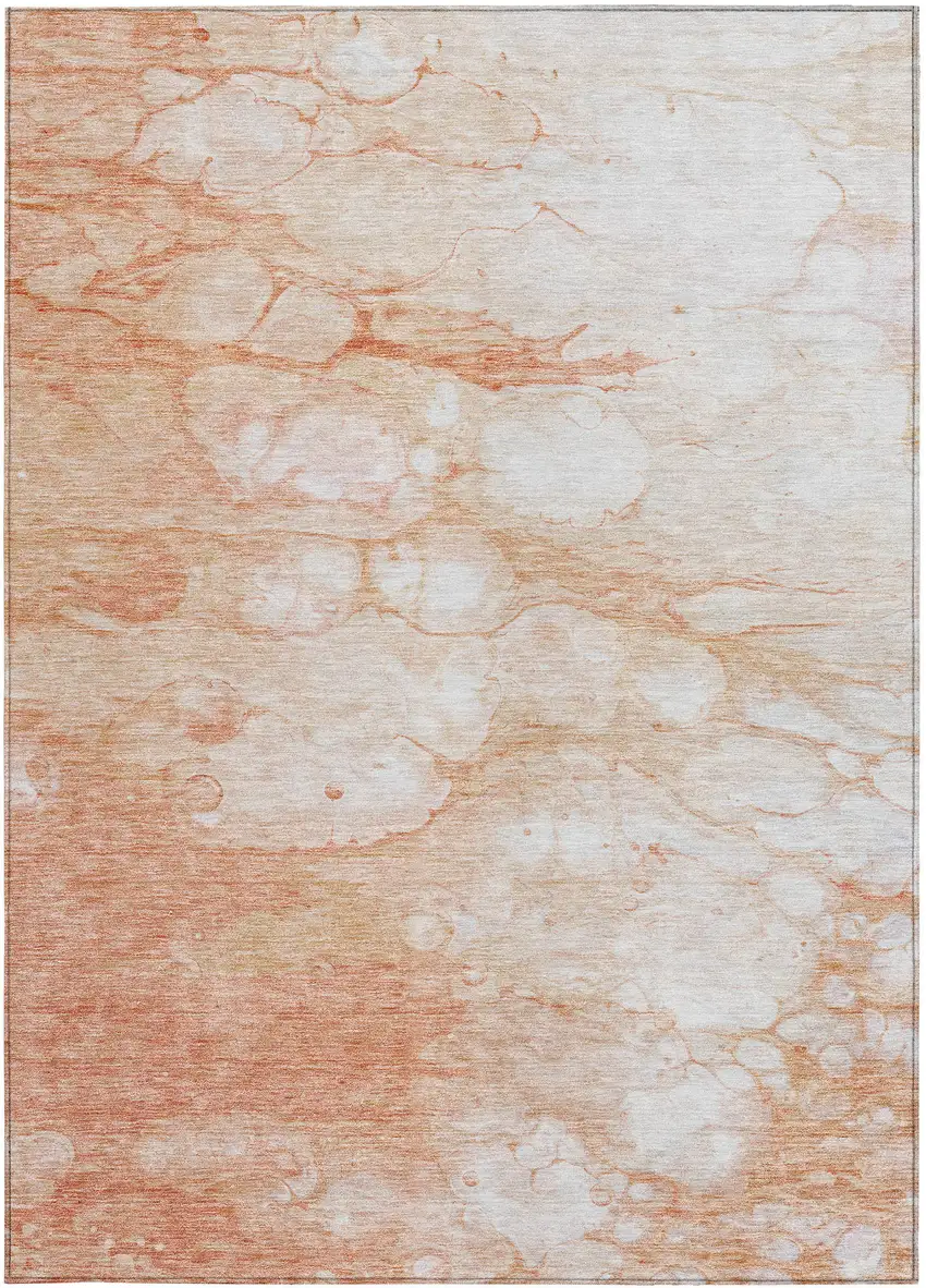 Copper Beige And Silver Abstract Washable Indoor Outdoor Area Rug Photo 4