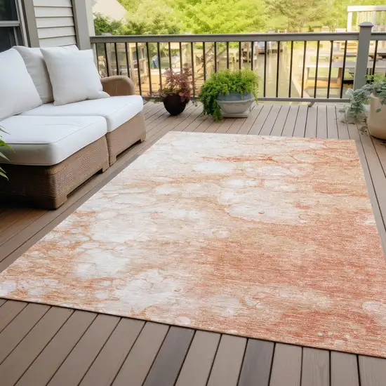 Copper Beige And Silver Abstract Washable Indoor Outdoor Area Rug Photo 5