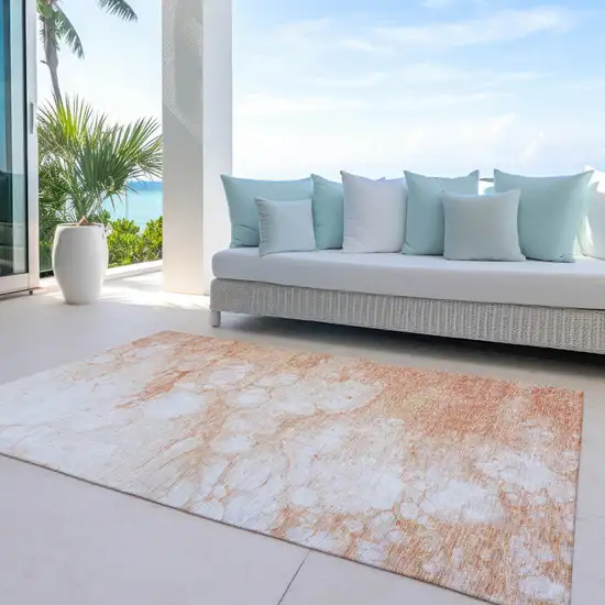 Copper Beige And Silver Abstract Washable Indoor Outdoor Area Rug Photo 9